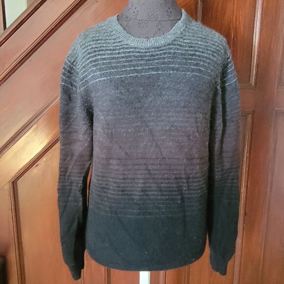 Black Brown 1826 Mens Medium Cashmere & Alpaca Blend Ombre Sweater - Picture 1 of 6
